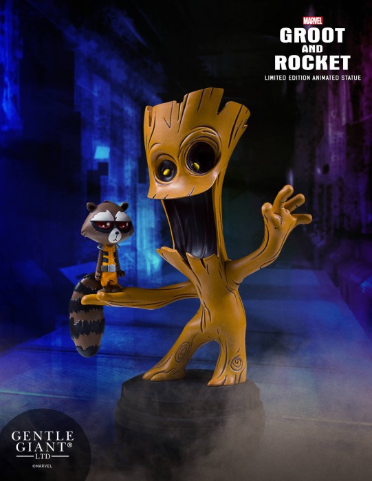 Gentle Giant Marvel Groot & Rocket Animated Style Statue